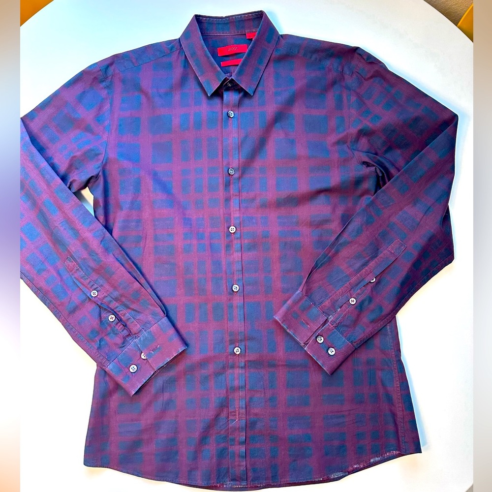 Hugo Boss Red Slim Fit patterned Dress shirt
